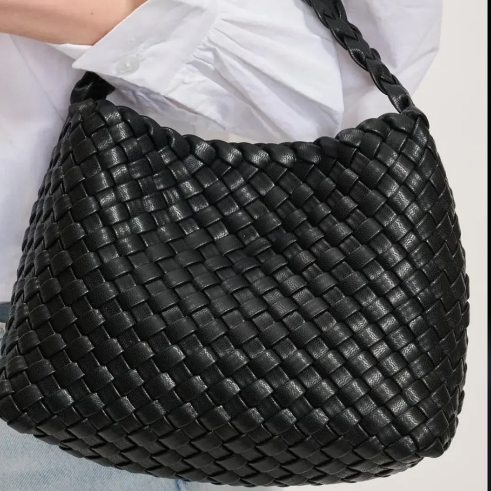 Elegant Black Woven Handbag